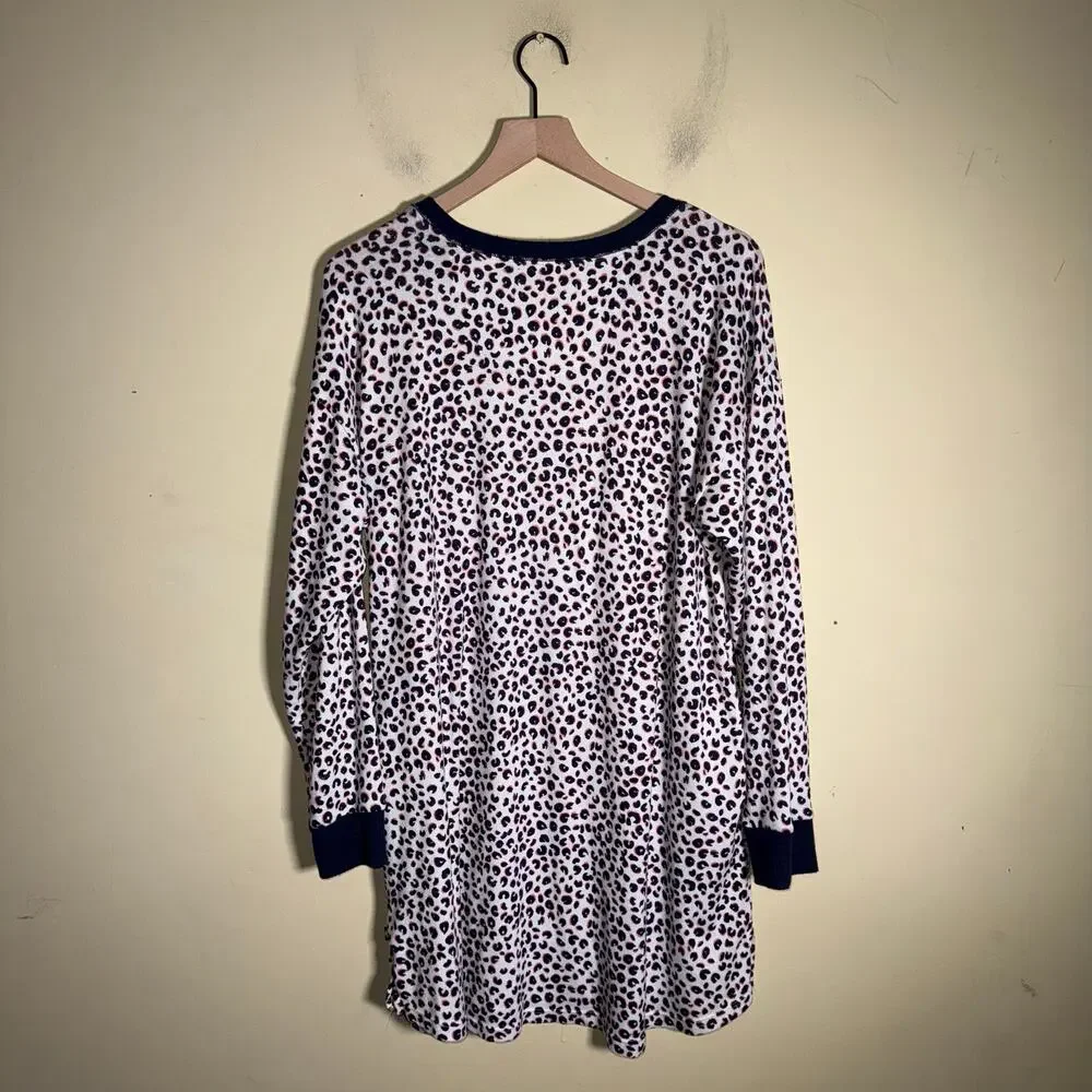 KATE SPADE cozy oversized cheetah print long sleeve night dress XL